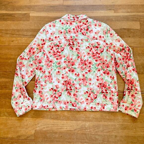 Christopher & Banks pink red white green flower floral jacket size medium M
 b4 - Picture 6 of 6